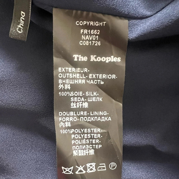The Kooples Blue Bird Silk Chiffon Dress navy green yellow pink red white Medium - Picture 14 of 16